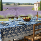 Bleu Lotus Block Print Table Cloth